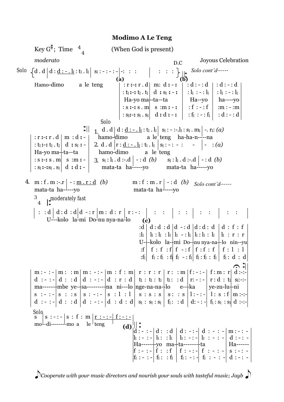 Modimo a le Teng — first page