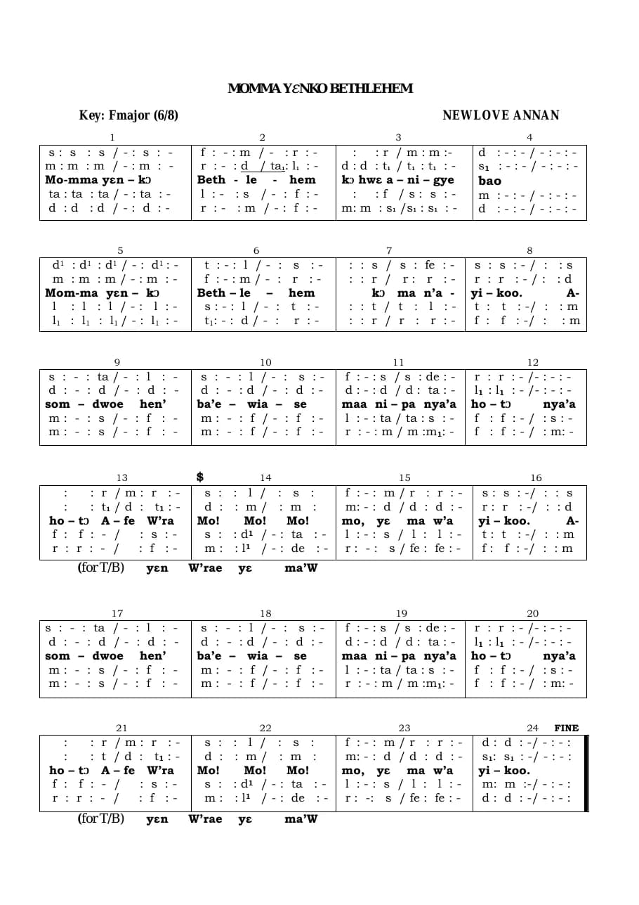 Momma Yenko Bethlehem — first page