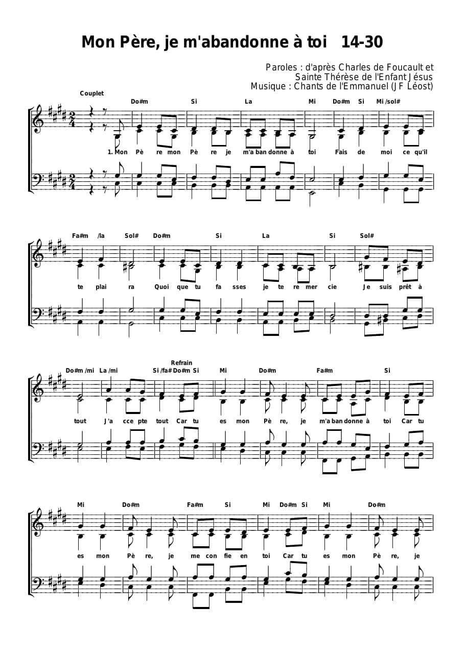 Mon Pere Je M'abandonne a Toi — first page