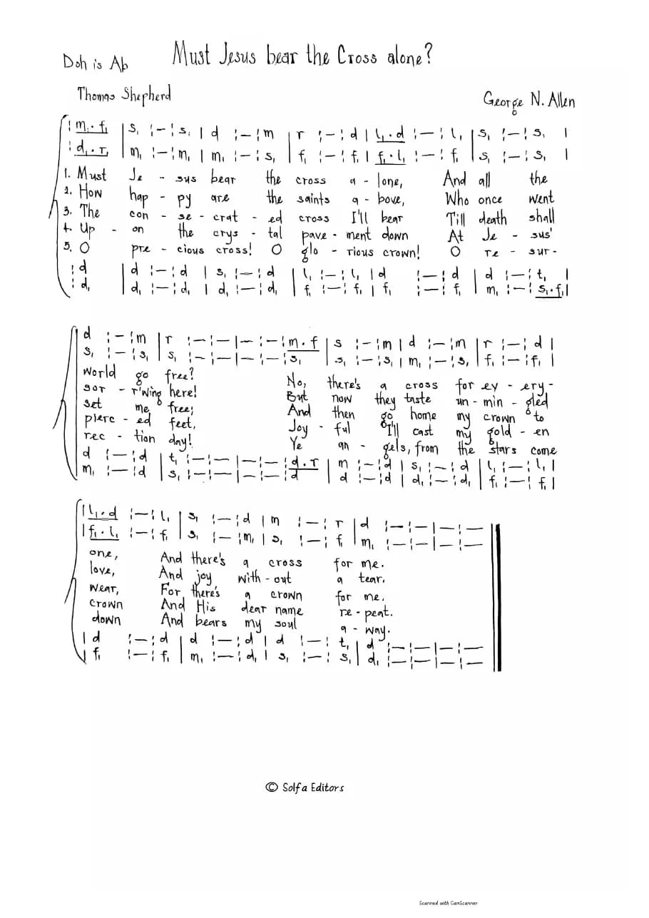 Must Jesus Bear the Cross Alone — first page