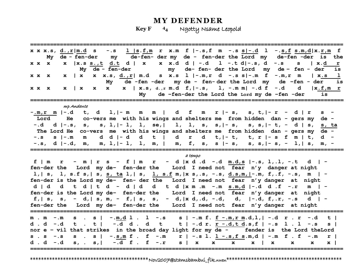 My Defender — first page