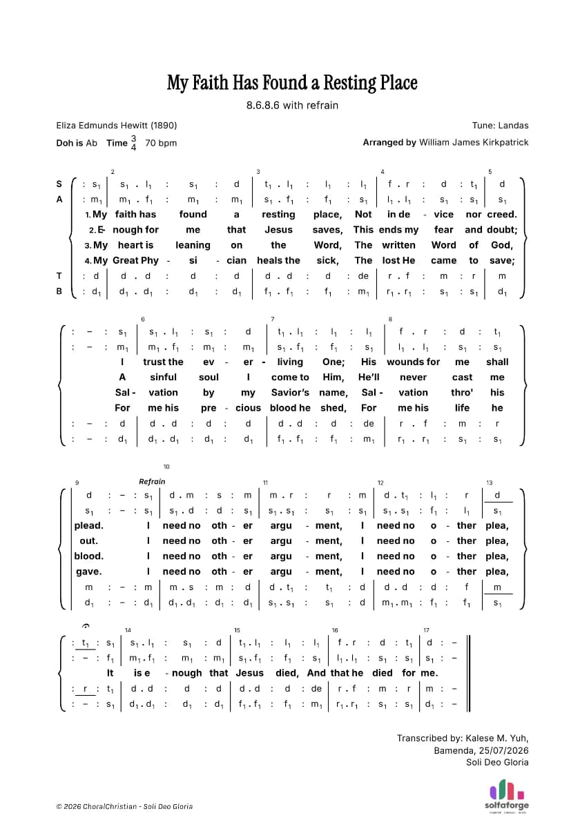 First page of My Faith Has Found a Resting Place
