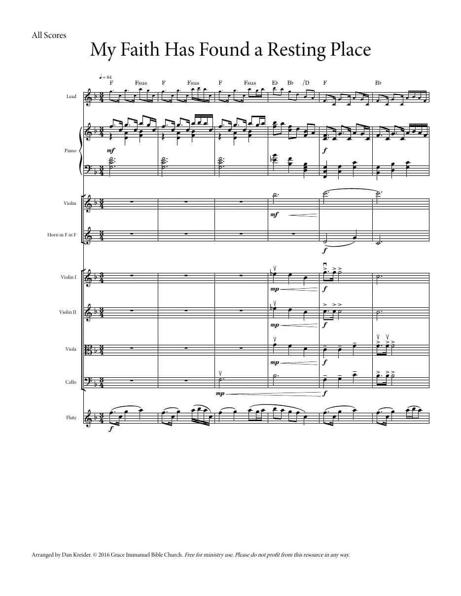 My Faith Has Found a Resting Place - Violin — first page