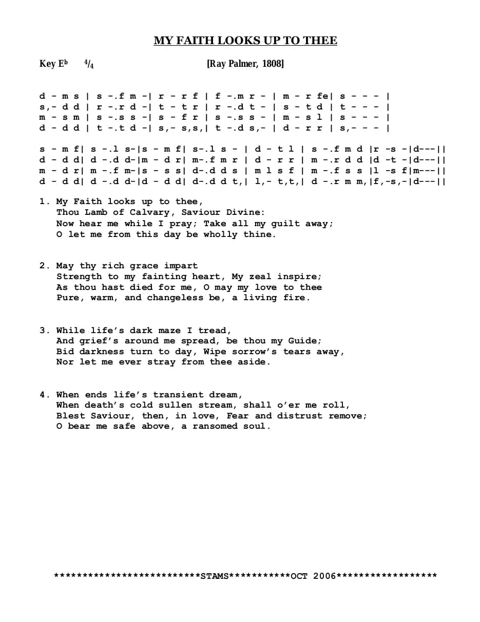 My Faith Looks Up to Thee — first page