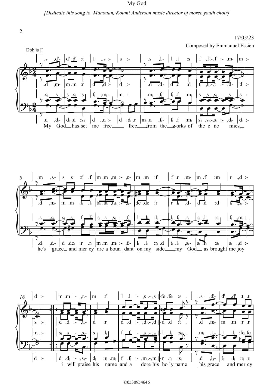 My God — first page