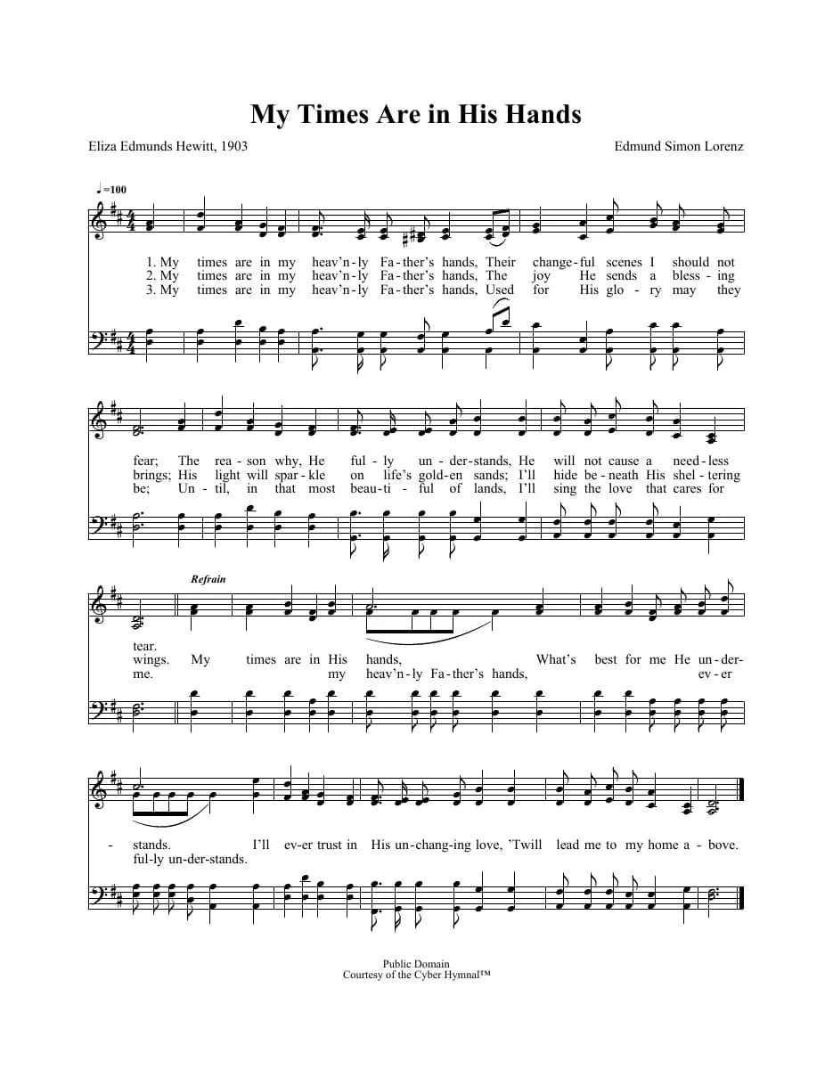 My Times Are in His Hands — first page