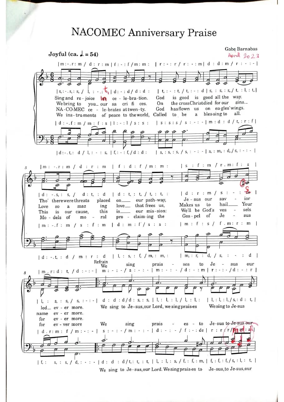 Nacomec Ann. Praise — first page