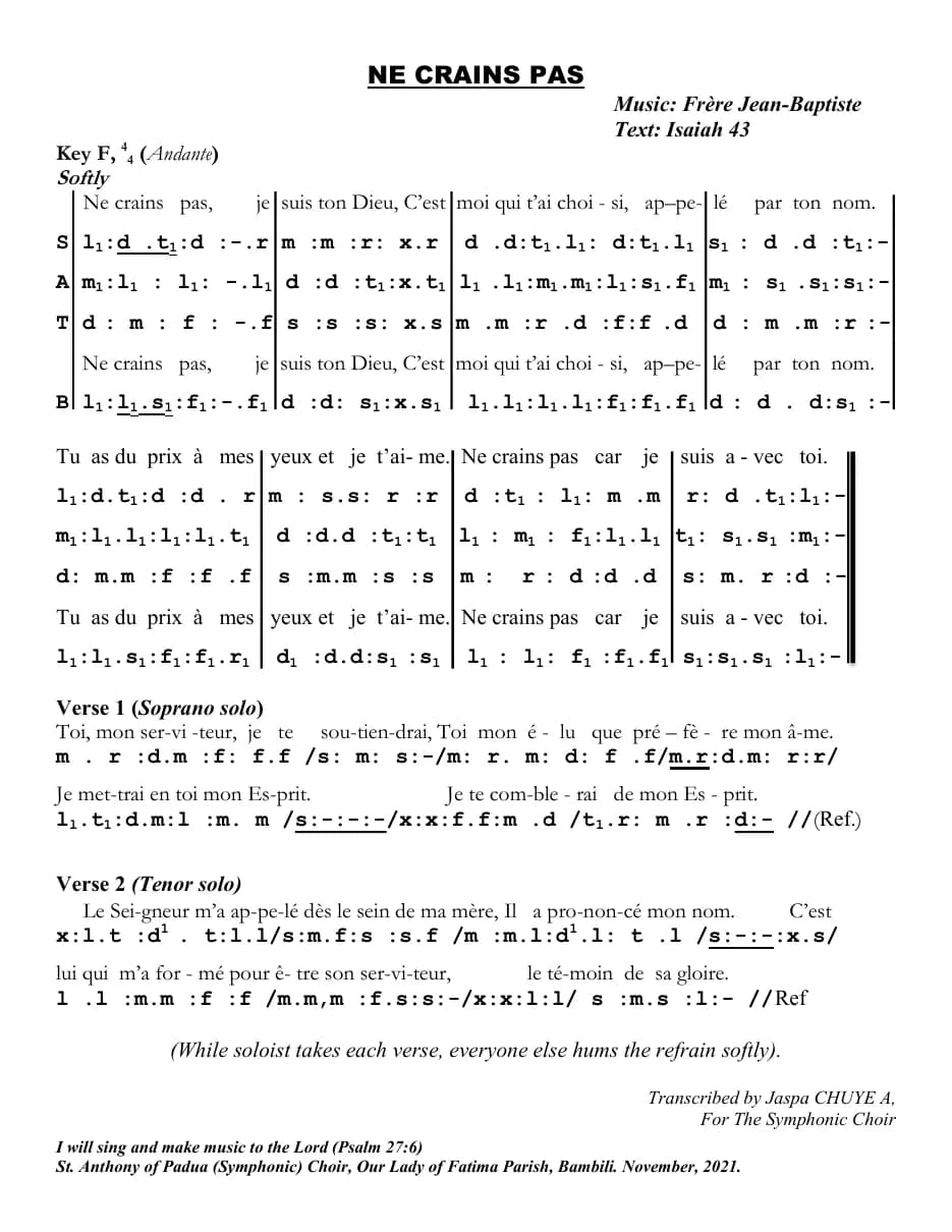 Ne Crains Pas — first page