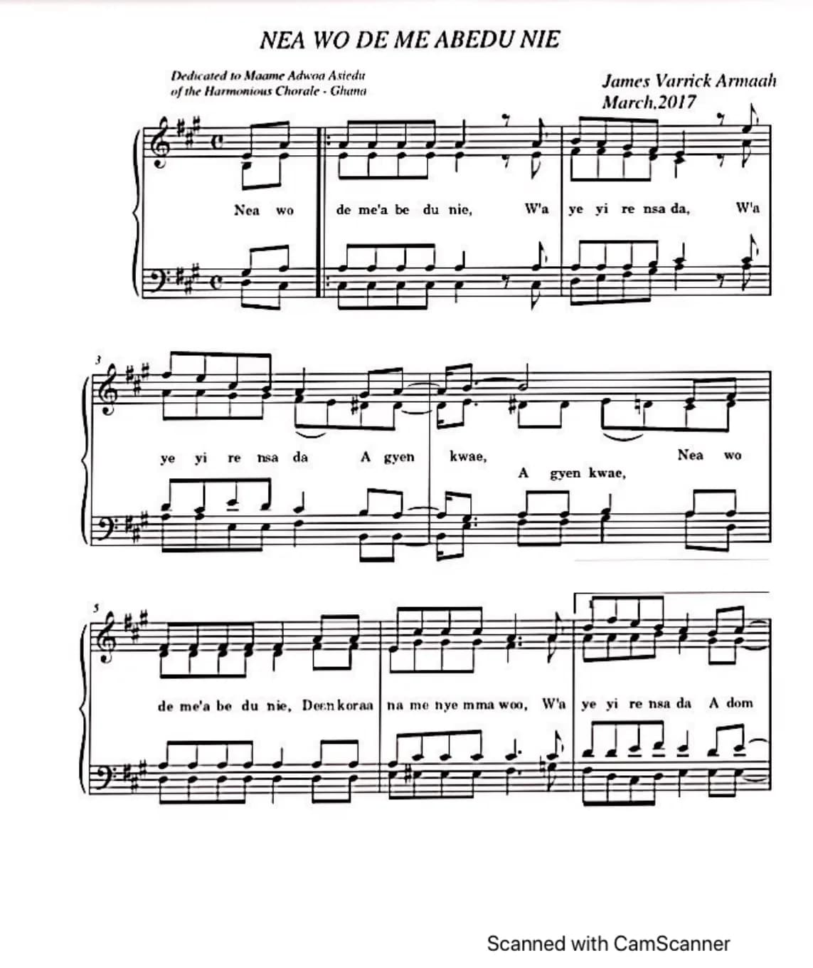 Nea Wode Me Abeduru Ni — first page