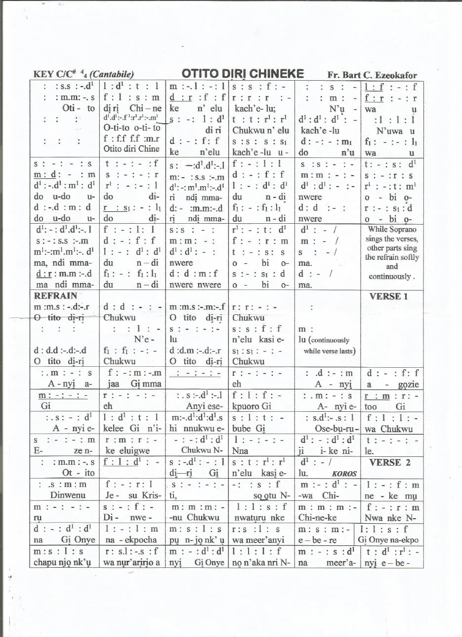 New Otito Diri Chineke — first page