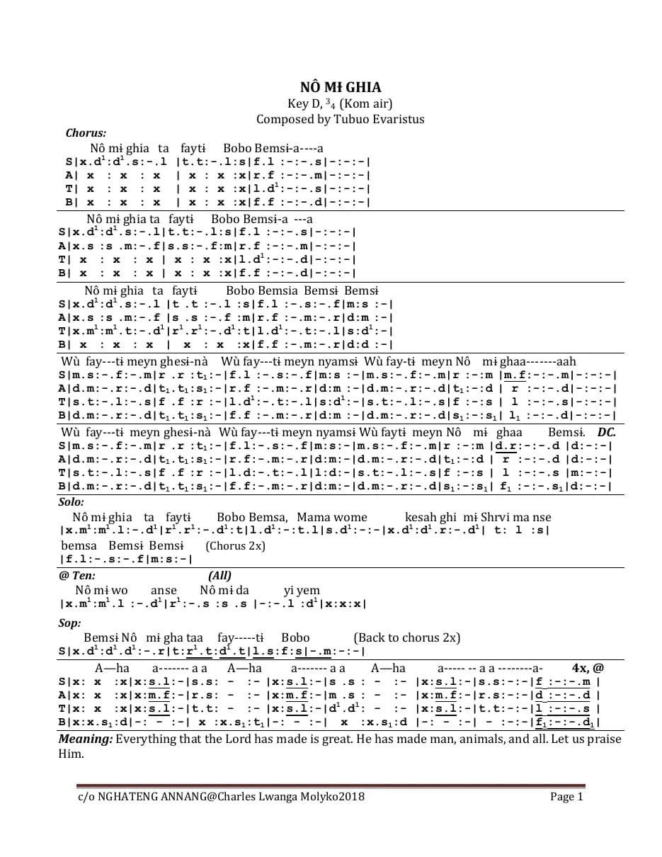 No Mi Ghia — first page