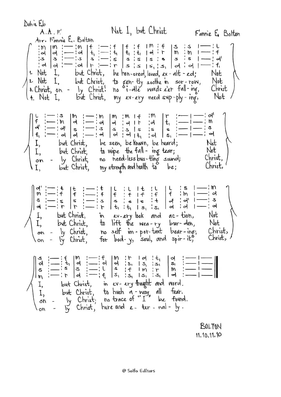Not I but Christ — first page