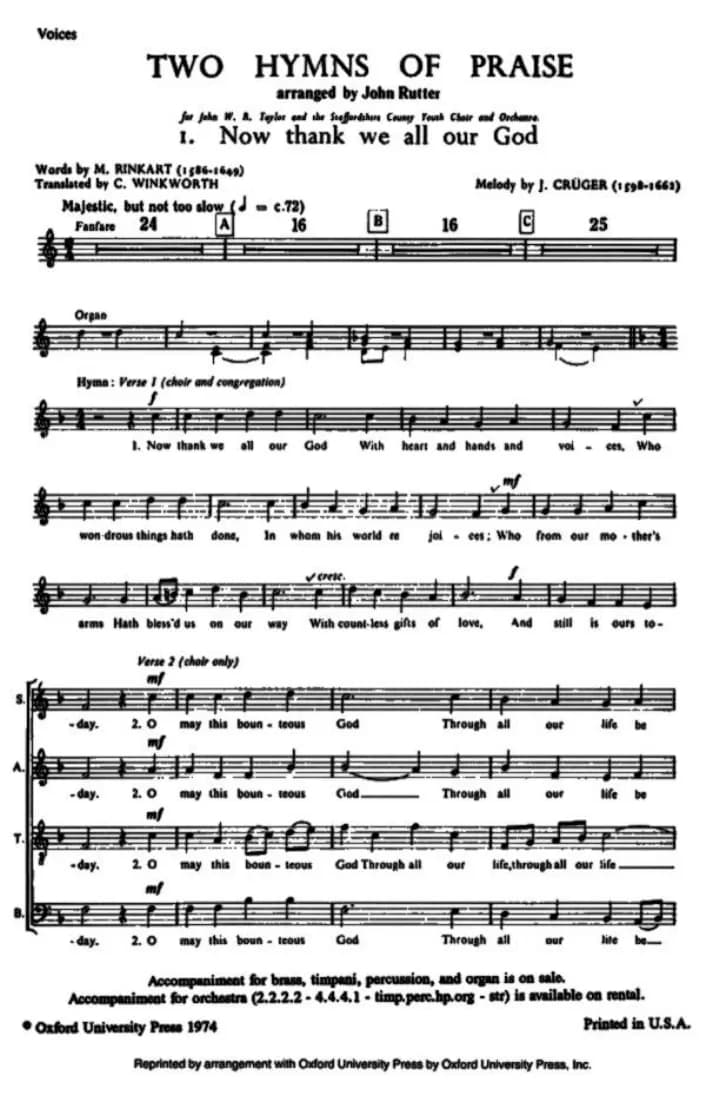 Now Thank We All Our God — first page
