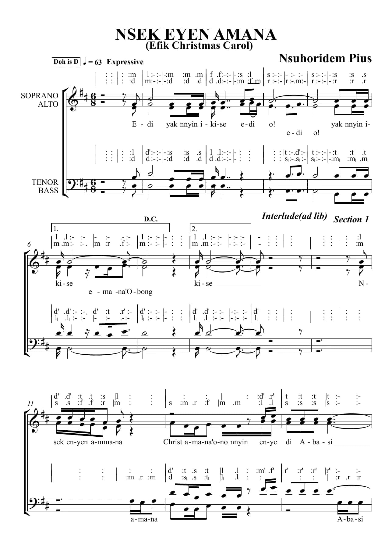 Nsek Enyen Amana — first page