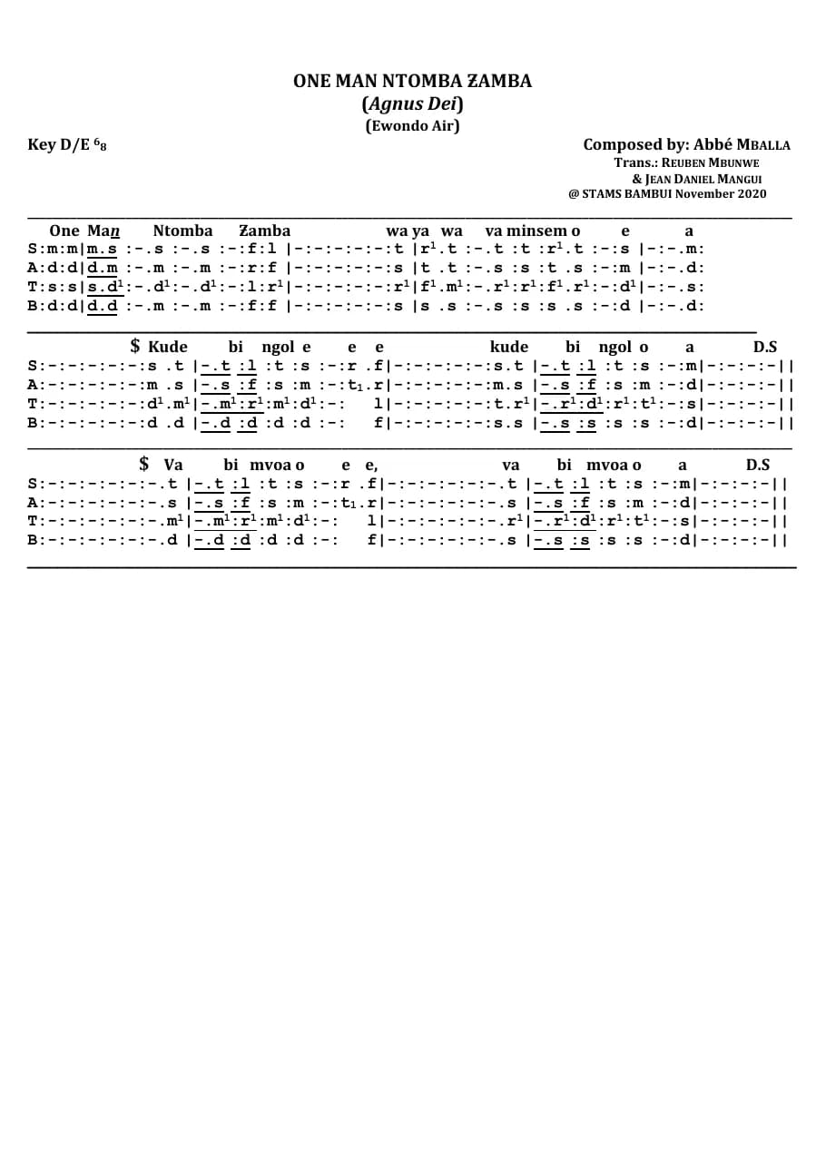 Ntomba Zamba — first page