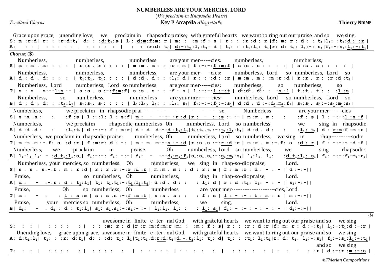 Numberless Are Your Mercies — first page