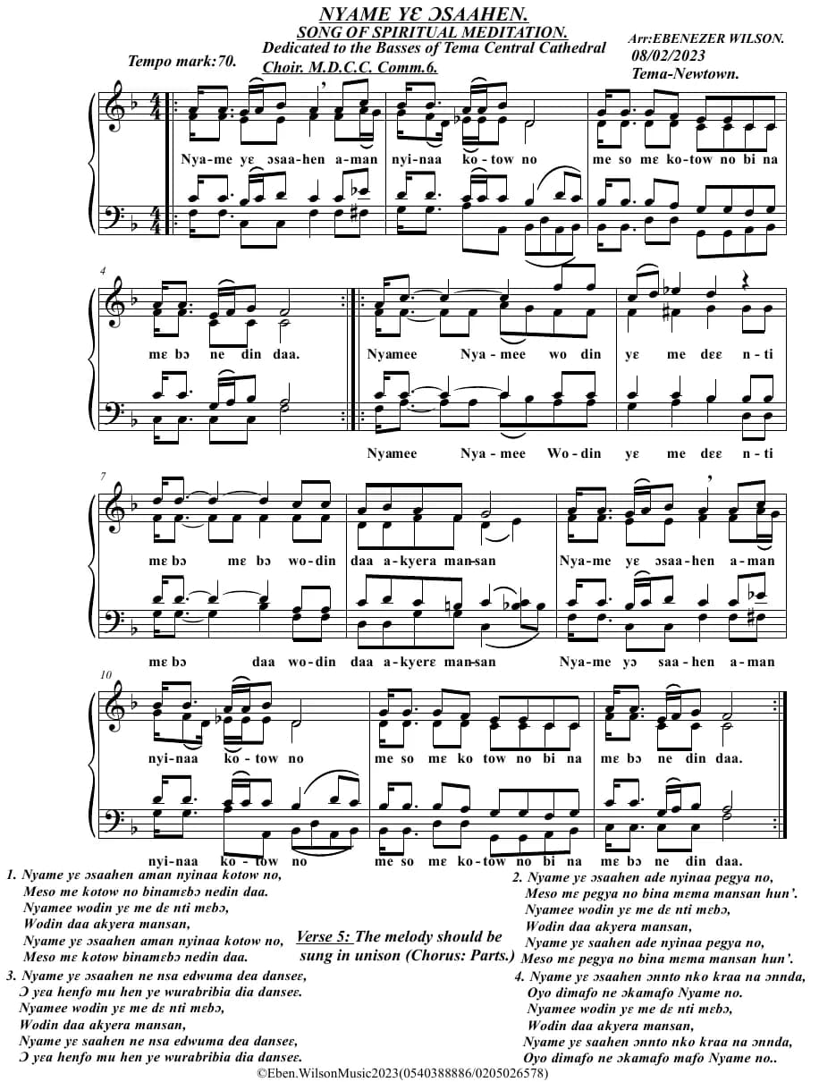 Nyame Ye Osaahen — first page