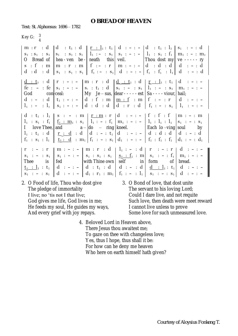O Bread of Heaven — first page