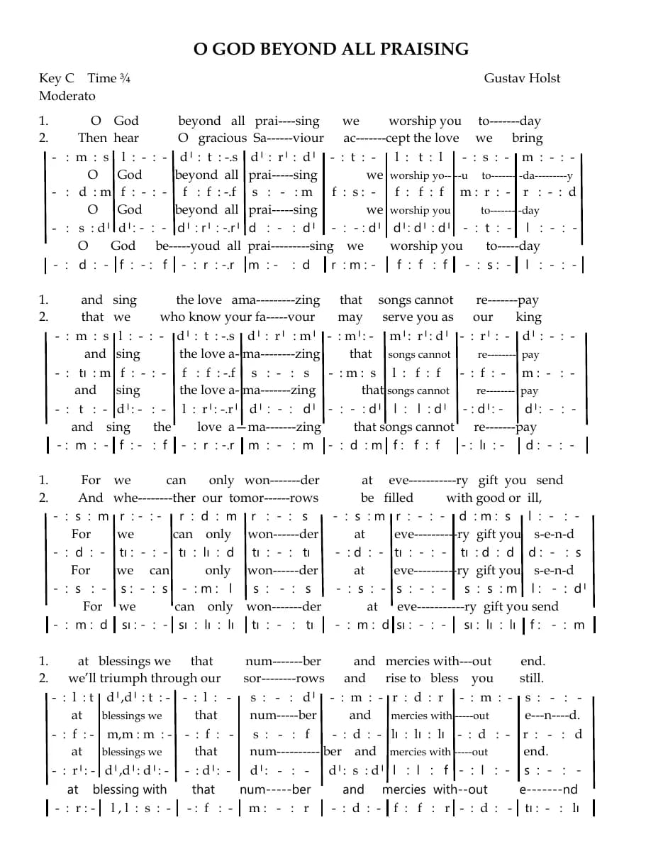 O God Beyond All Praising — first page