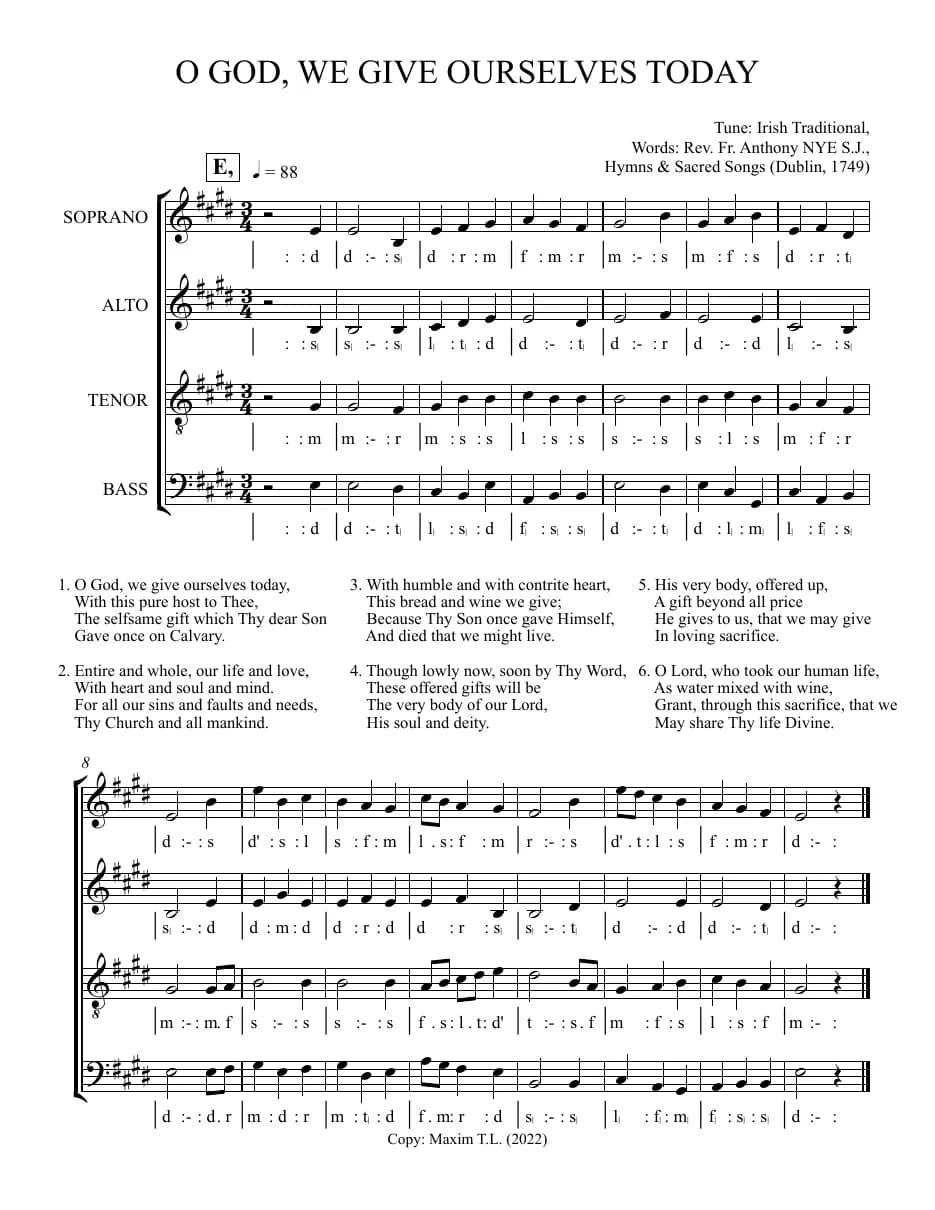 O God, We Give Ourselves Today — first page