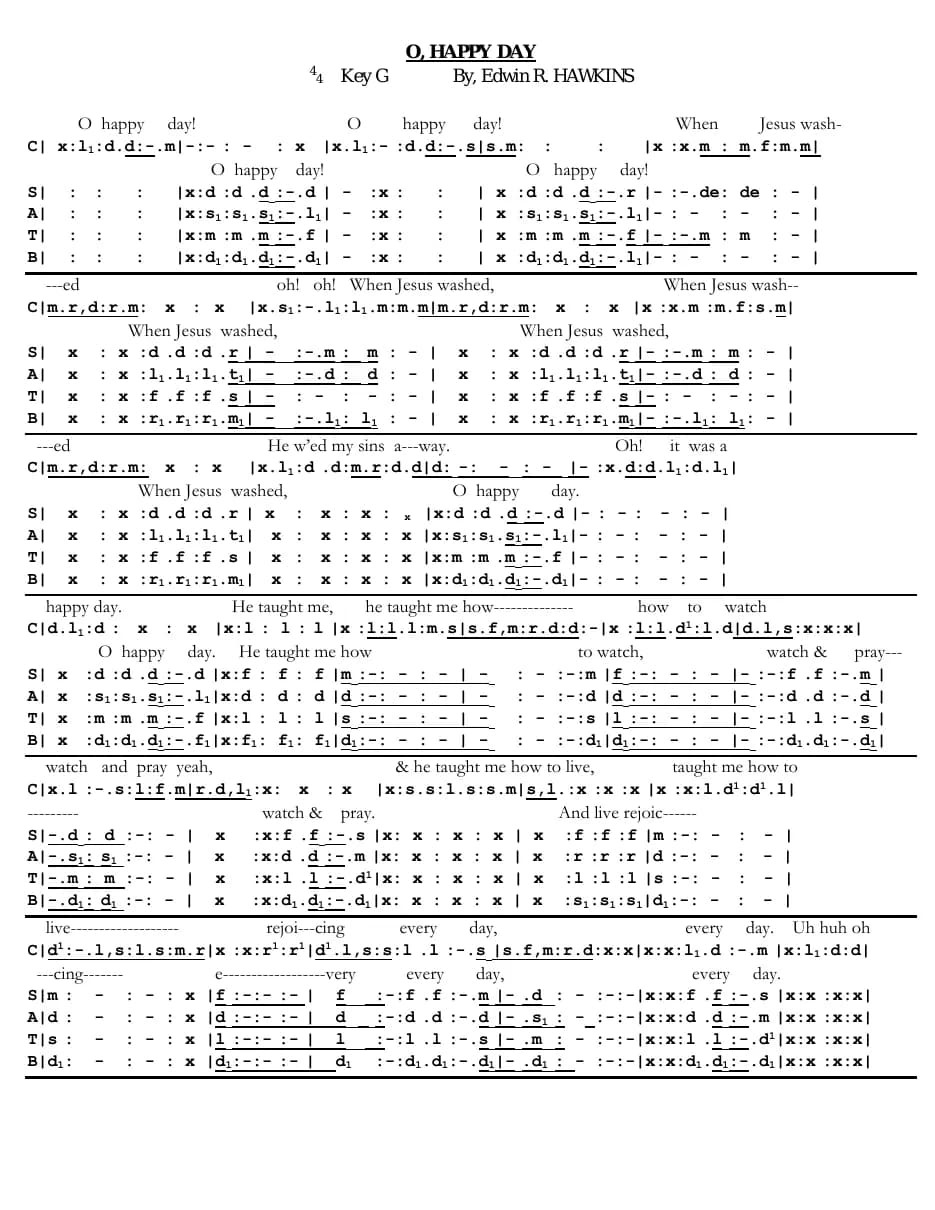 O Happy Day — first page