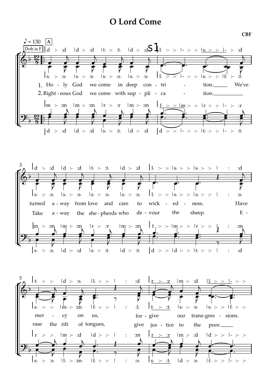 O Lord Come — first page