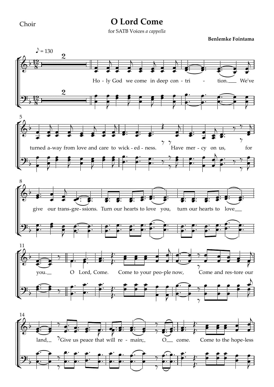 O Lord Come — first page