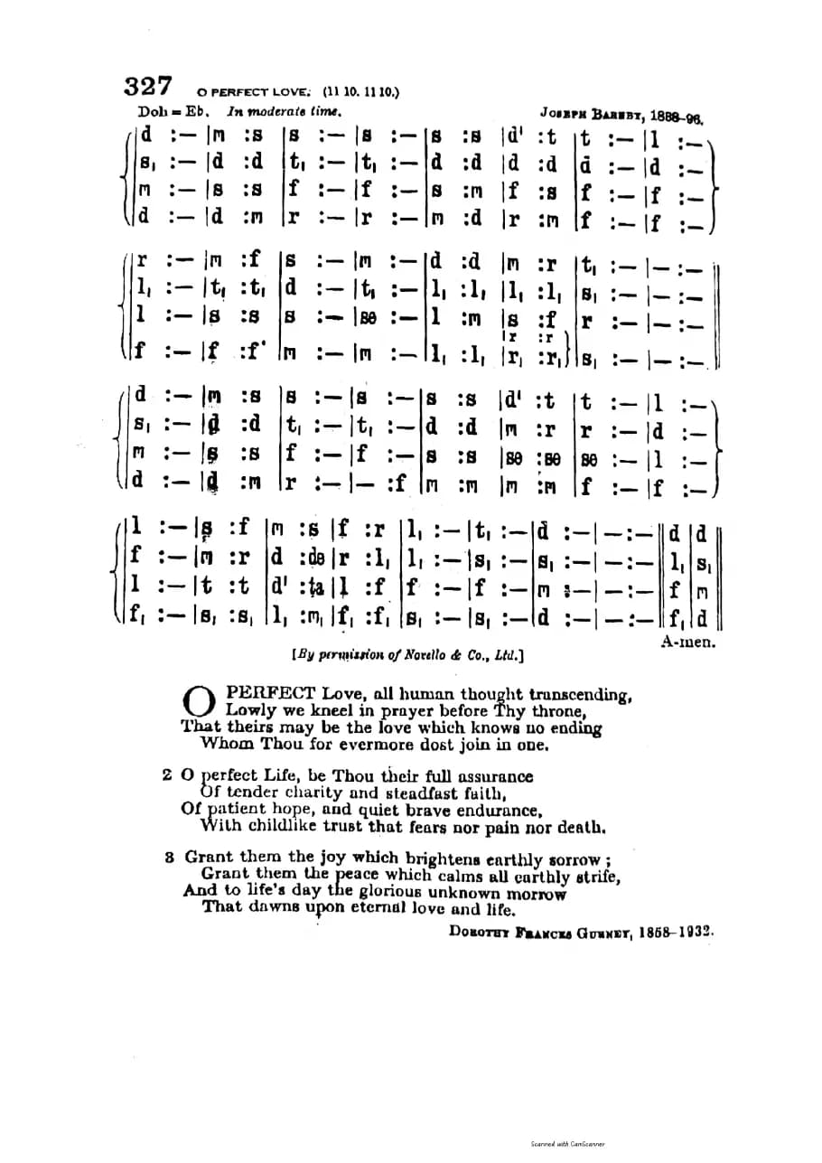O Perfect Love — first page