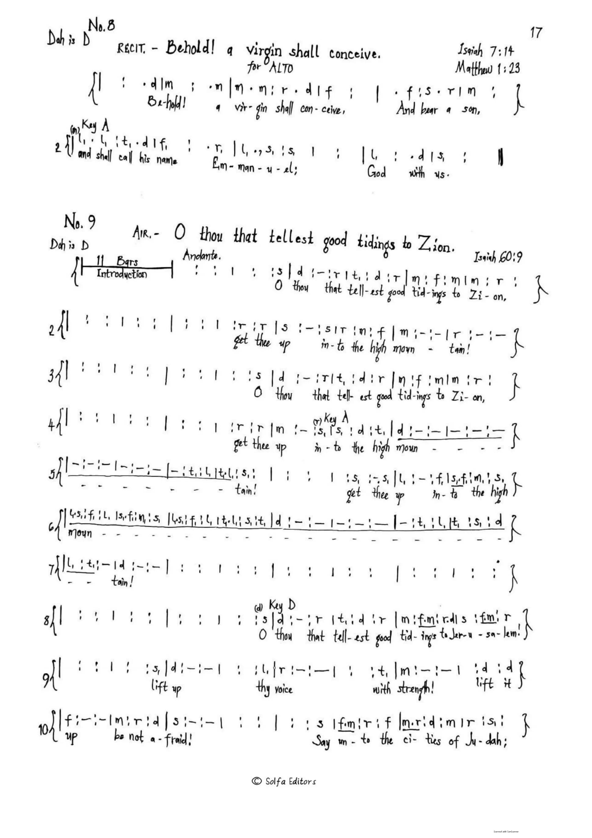 O Thou That Tellest Good Tidings to Zion from Messiah — first page