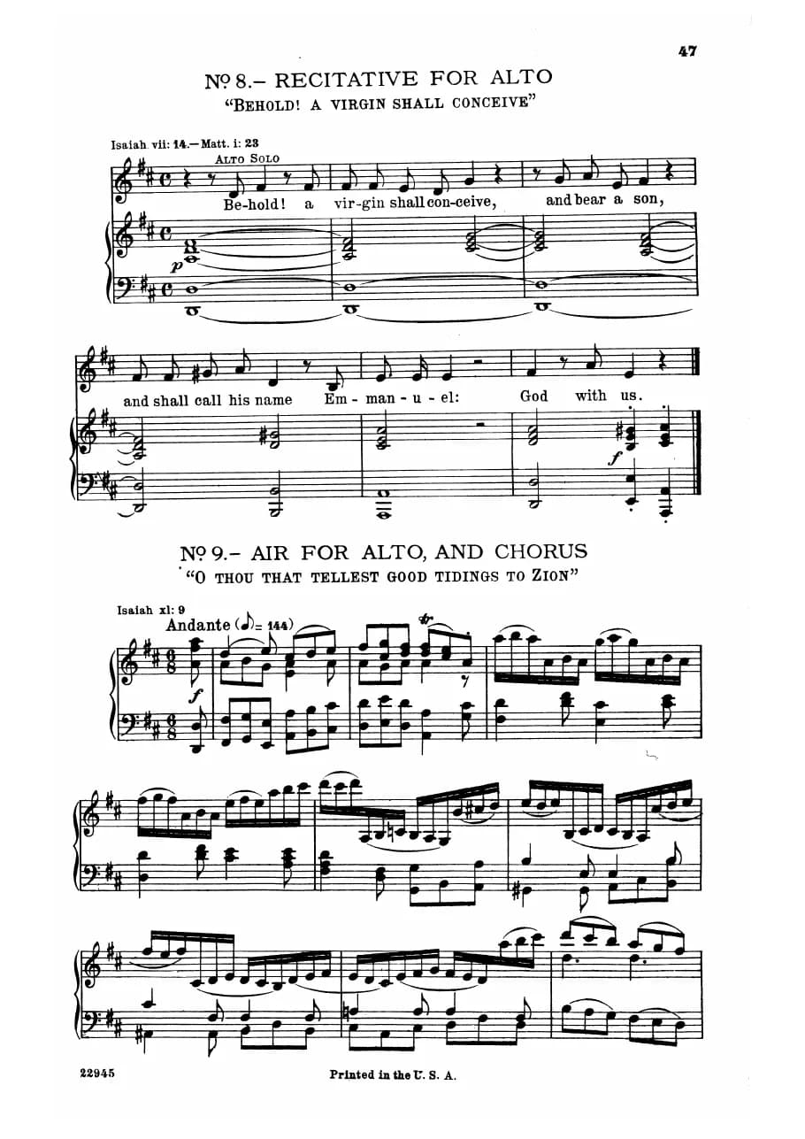 O Thou That Tellest Good Tidings to Zion from Messiah — first page