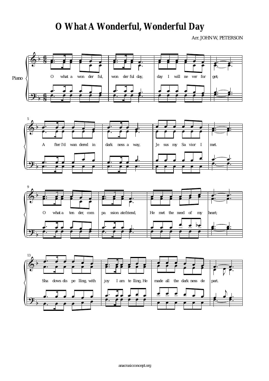 O What a Wonderful Day — first page