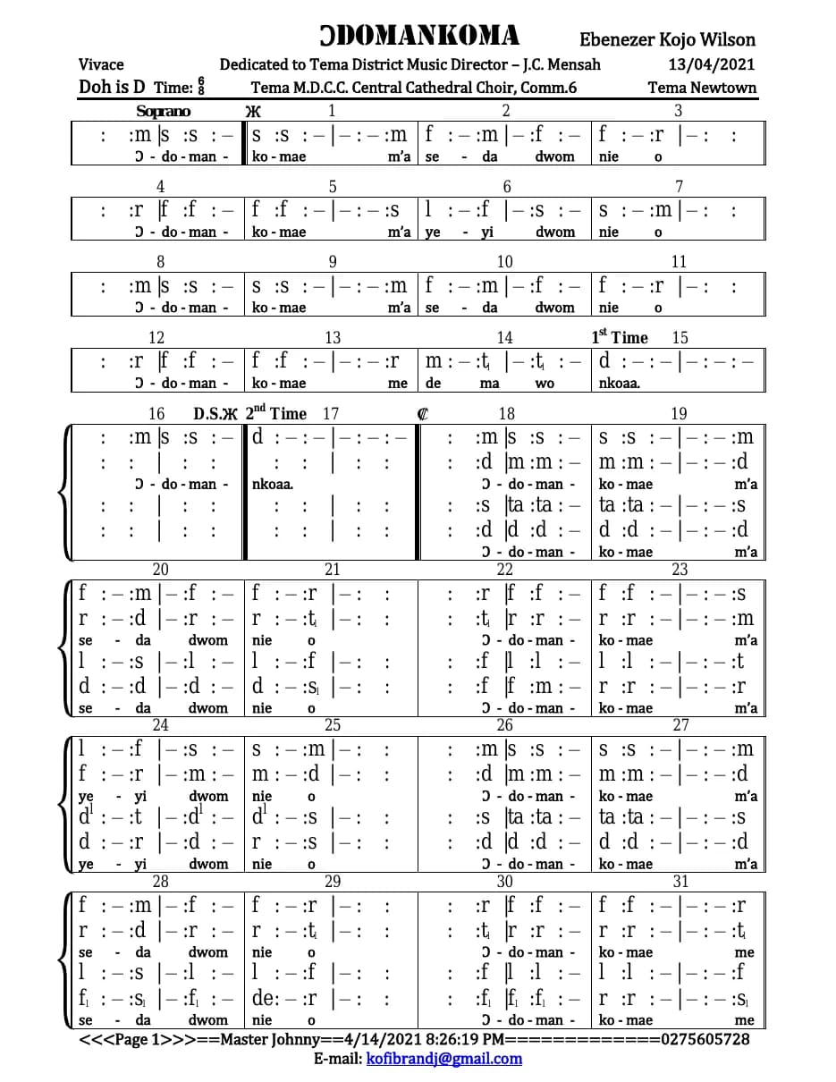 Odomankoma — first page