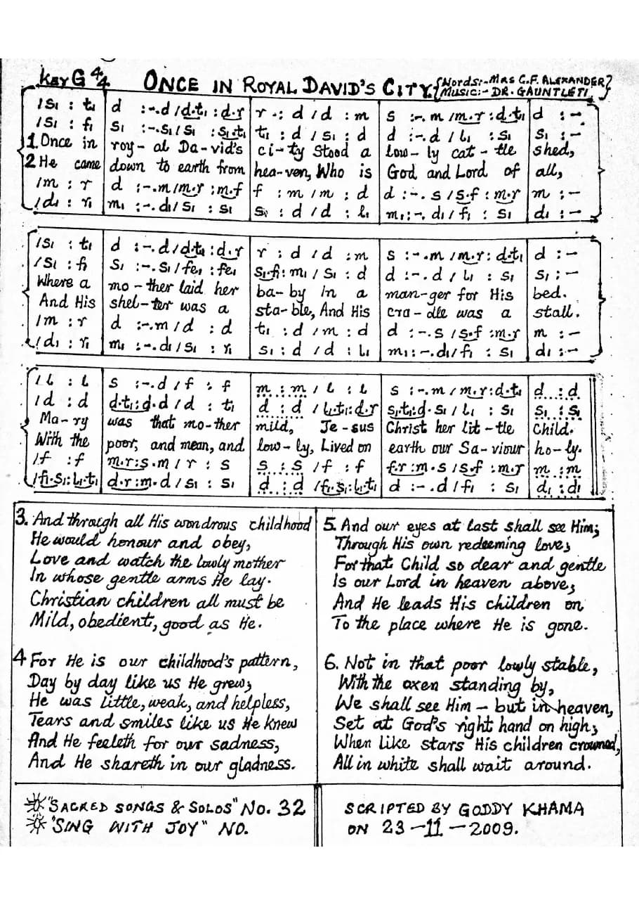 Once in Royal David’s City — first page