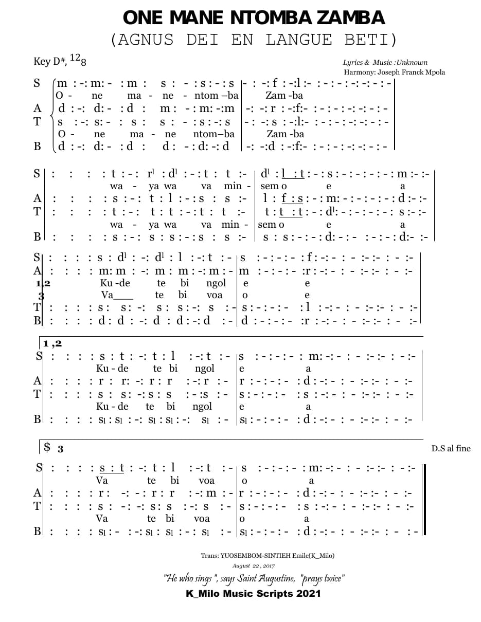 One Mane Ntomba Zamba V — first page