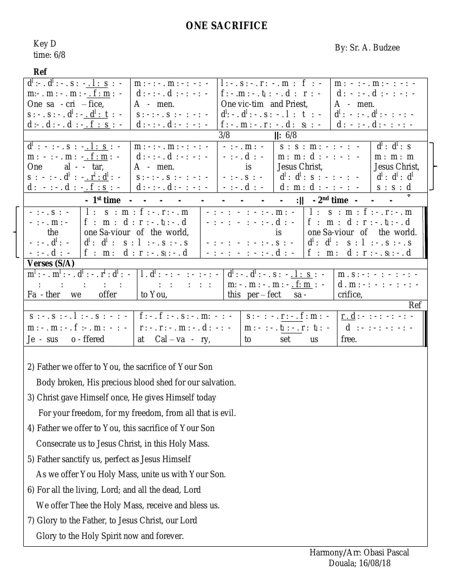 One Sacrifice — first page