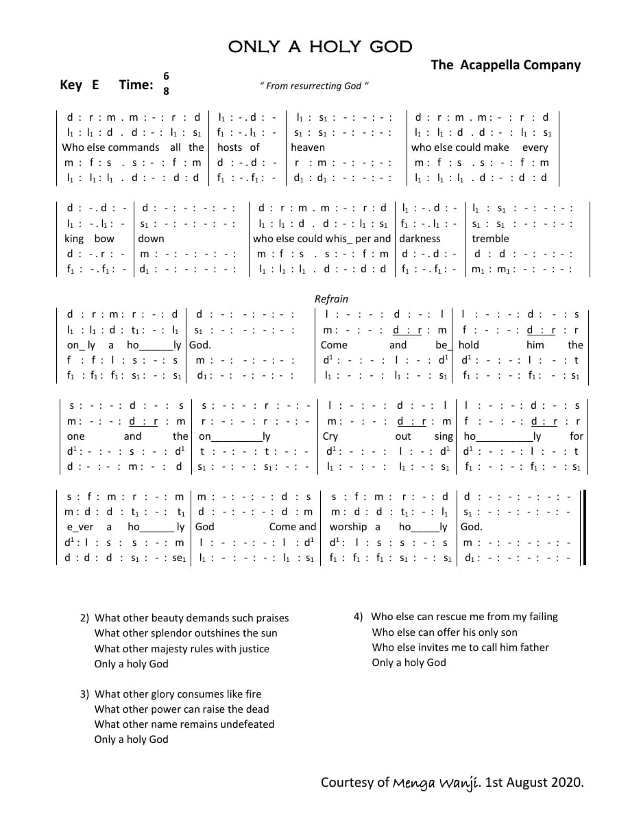 Only a Holy God — first page
