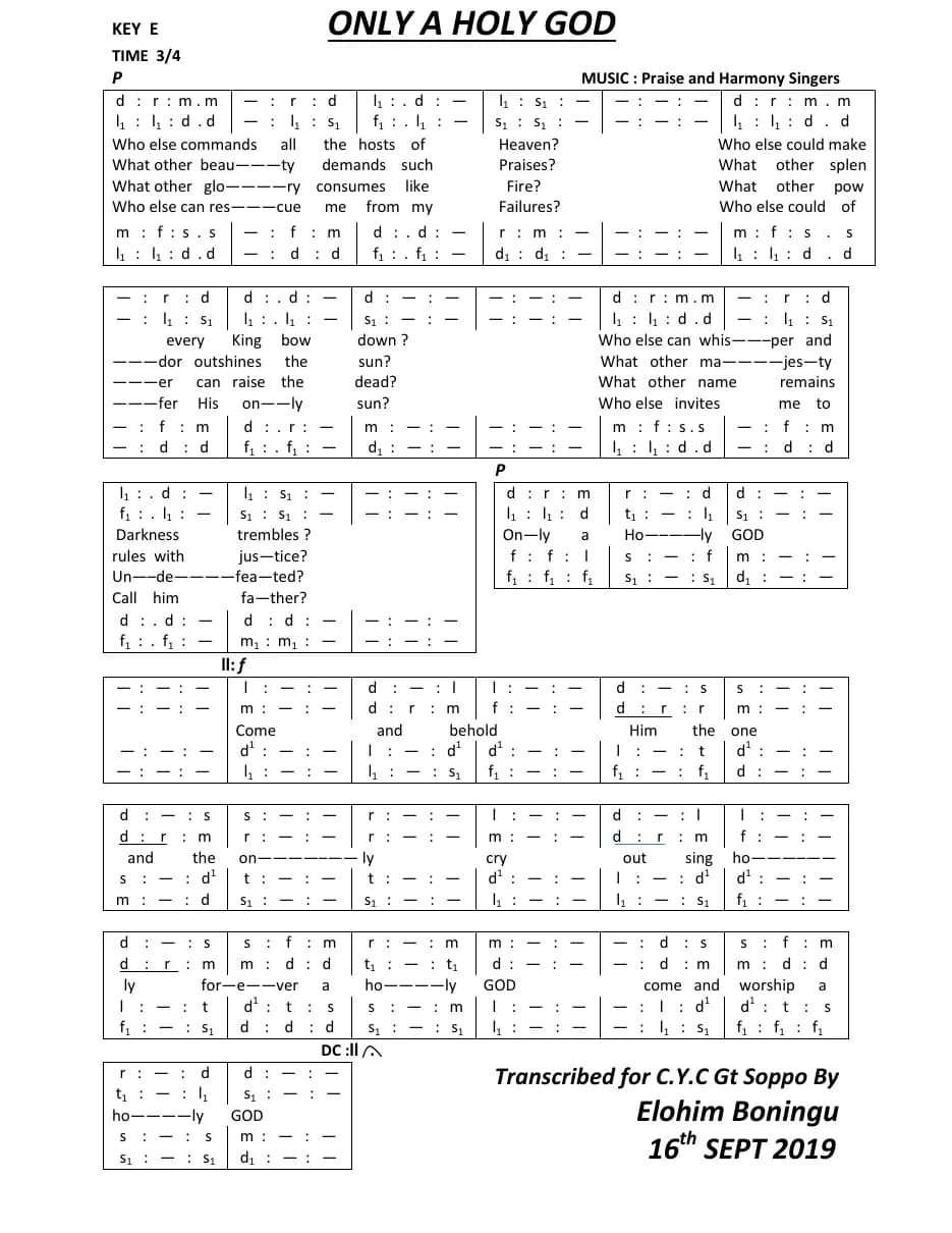Only a Holy God — first page