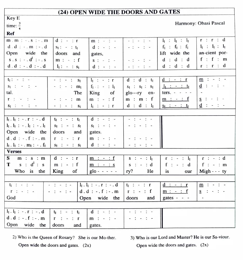 Open Wide the Doors and Gates Harmony — first page