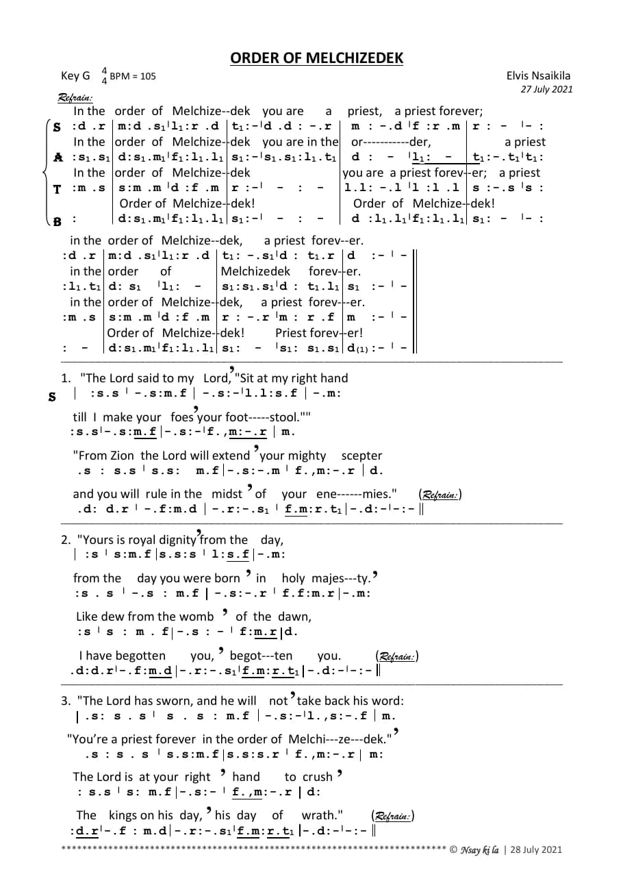 Order of Melchizedek — first page