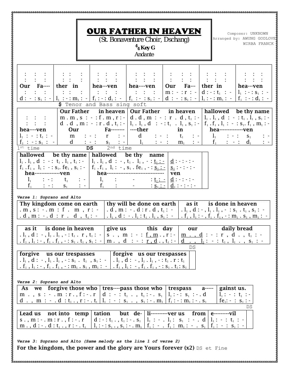 Our Father in Heaven — first page