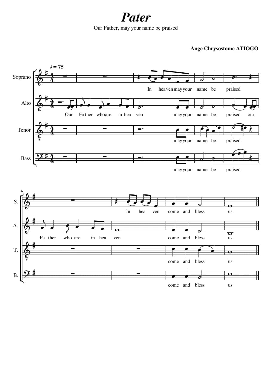 Our Father, May Your Name Be Praised — first page