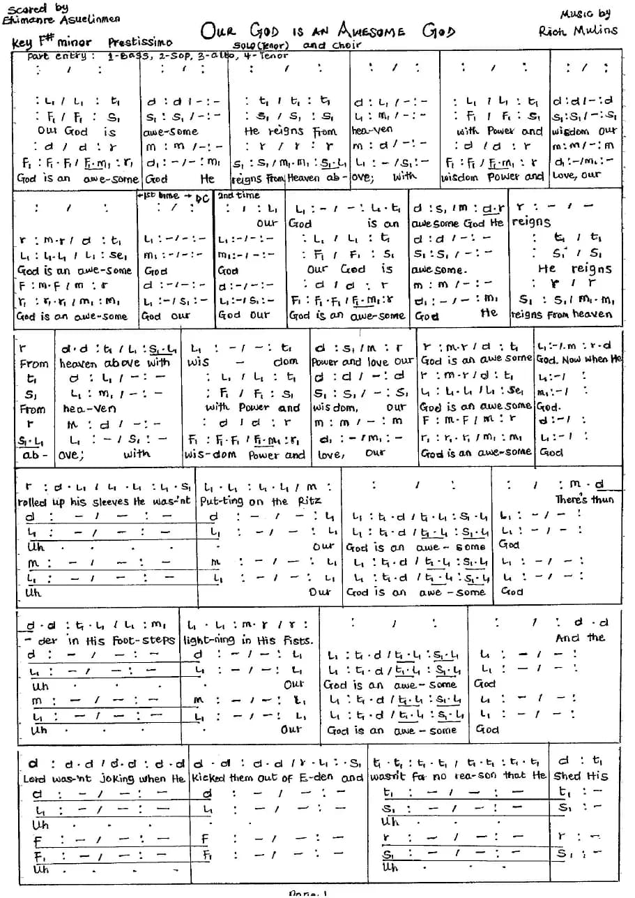 Our God Is an Awesome God — first page