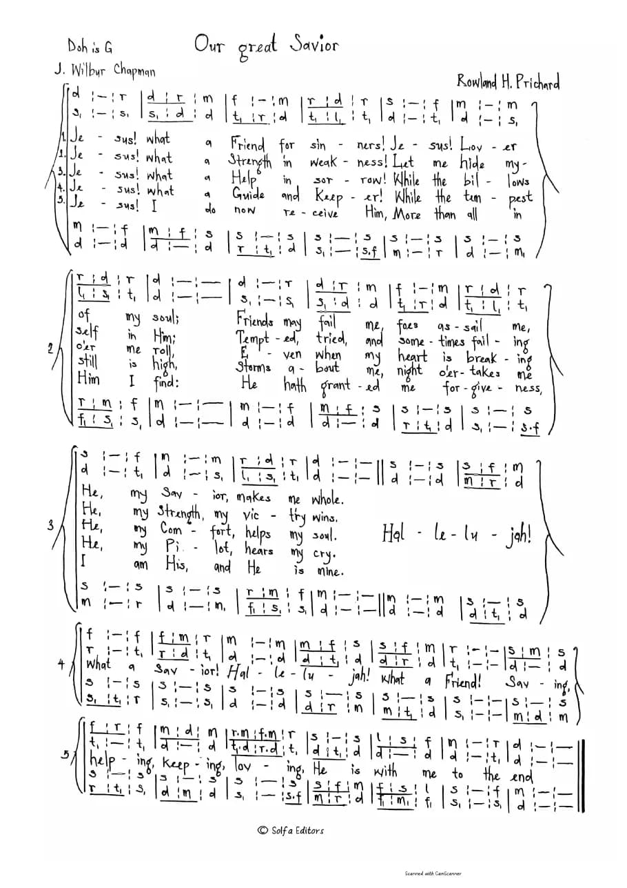 Our Great Savior — first page