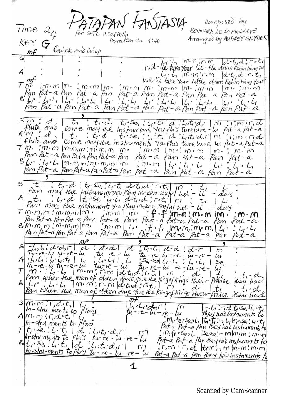 Patapan Fantasia — first page
