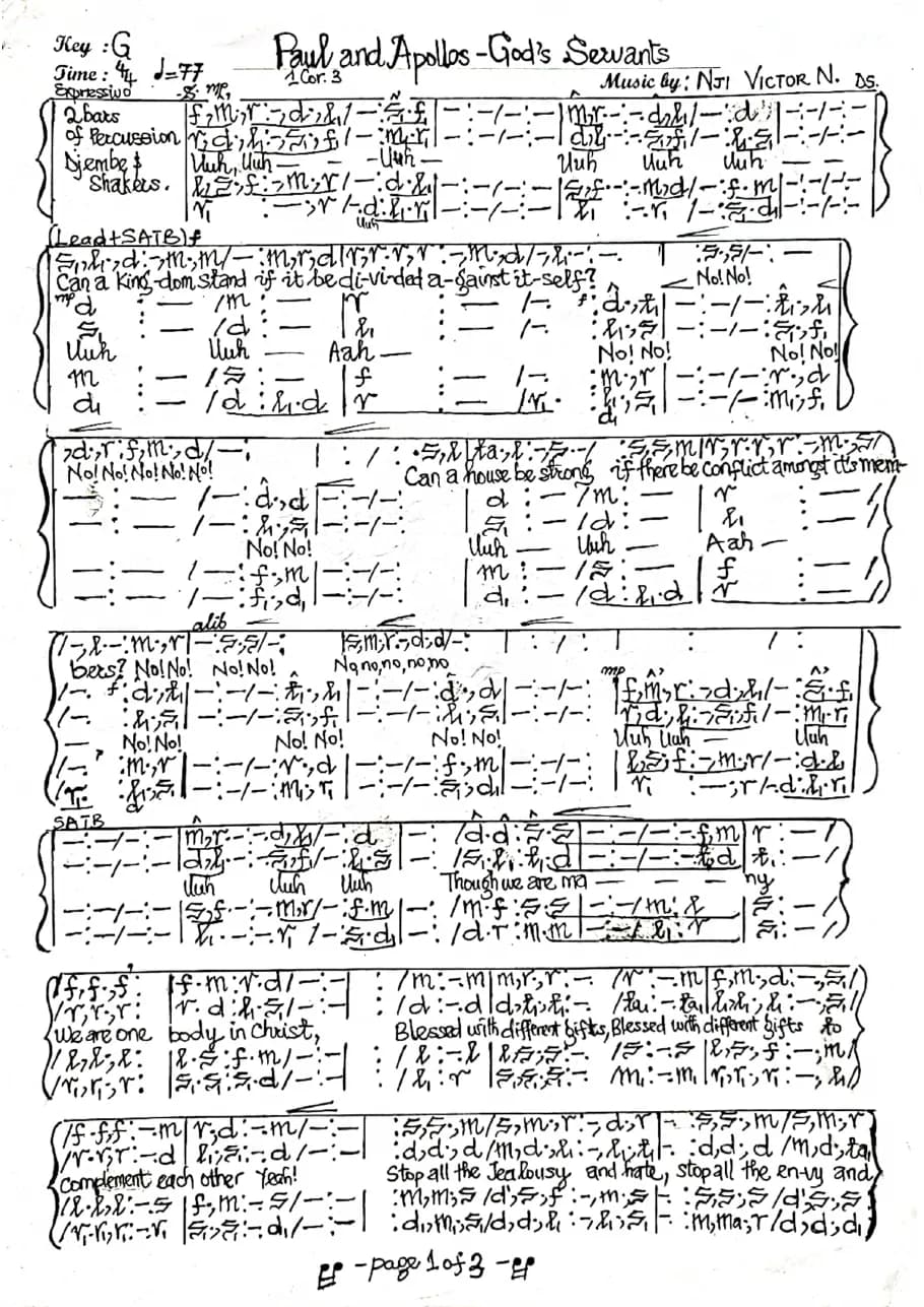 Paul and Apollos — first page