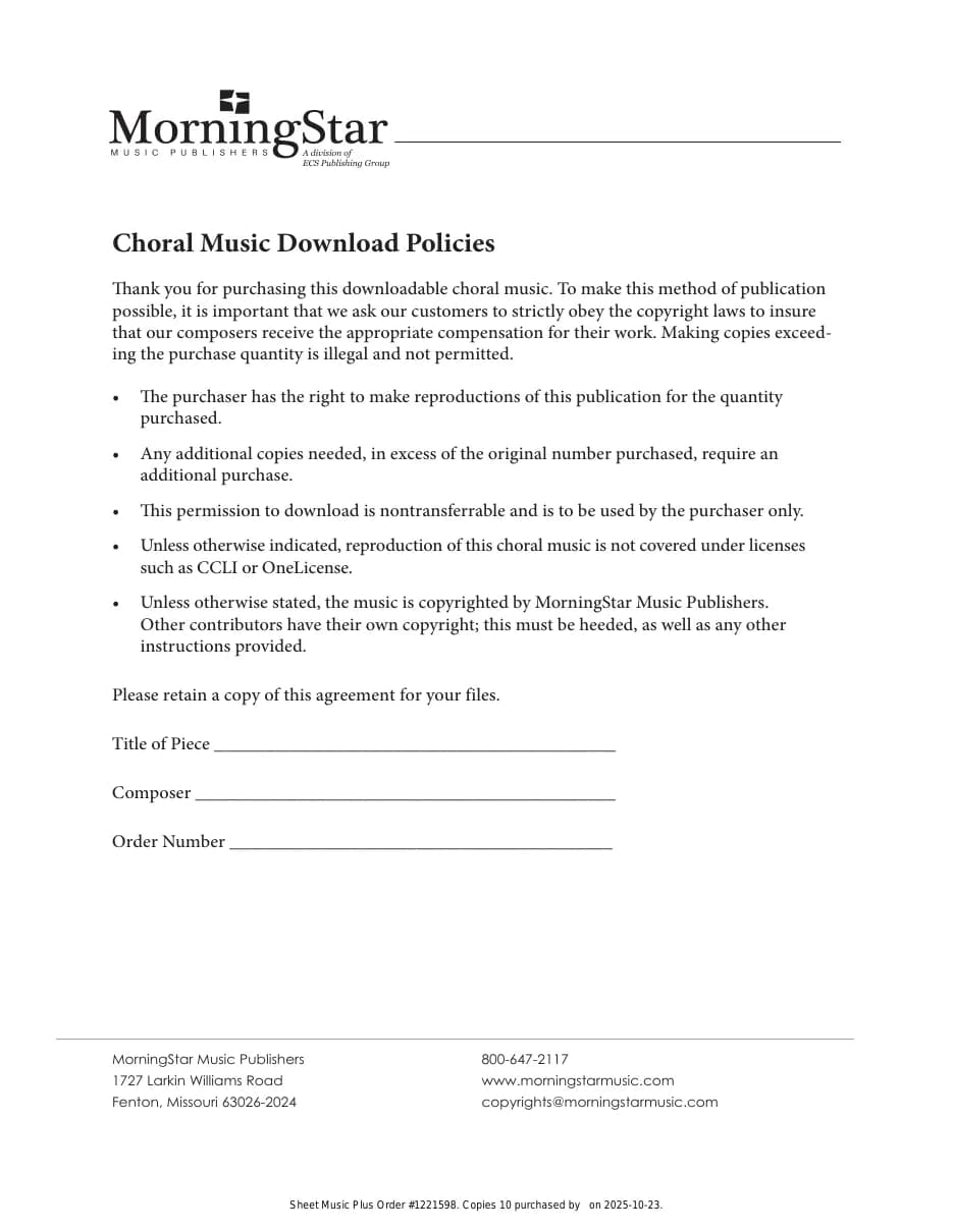 Peace I Leave with You Satb — first page