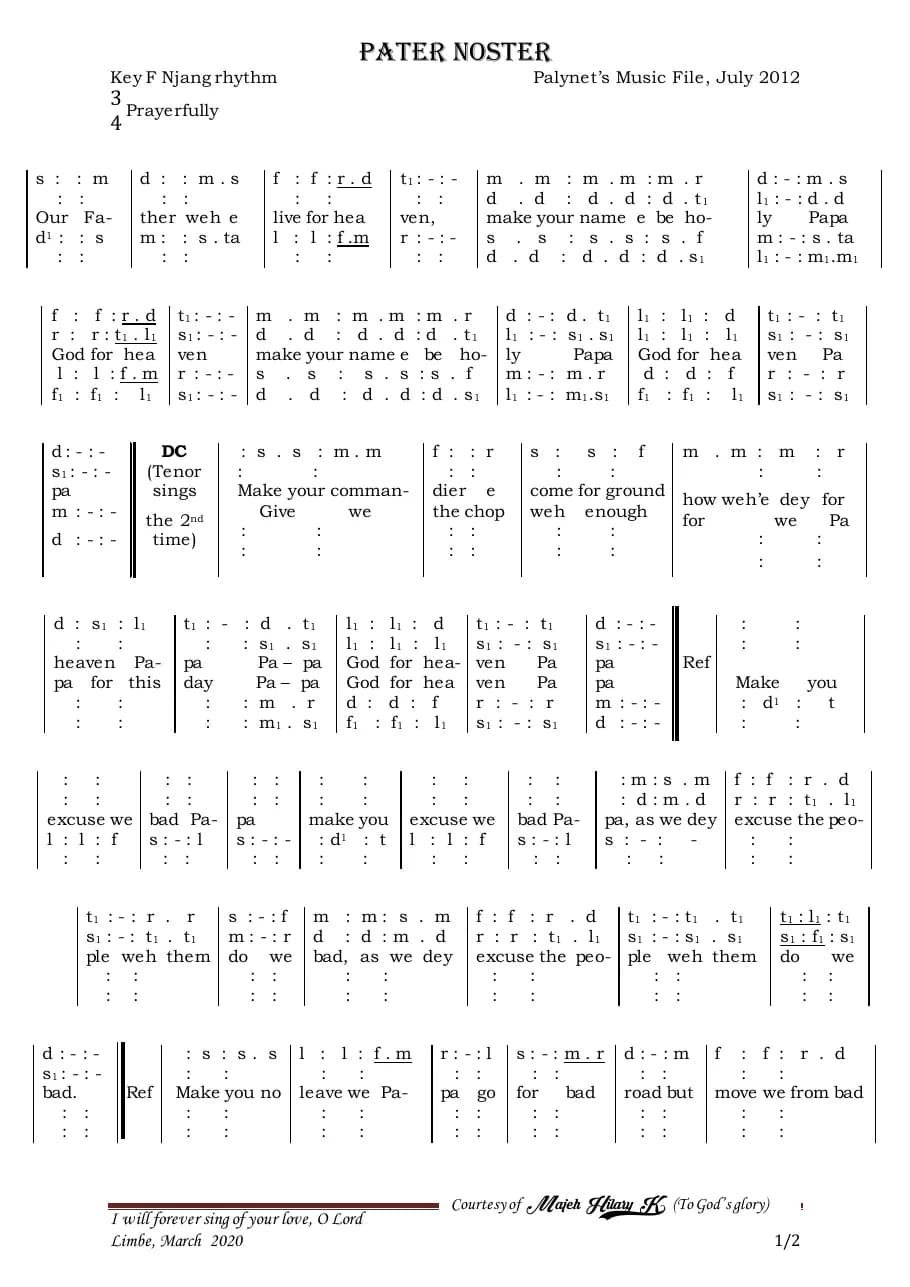 Pidgin Our Father — first page