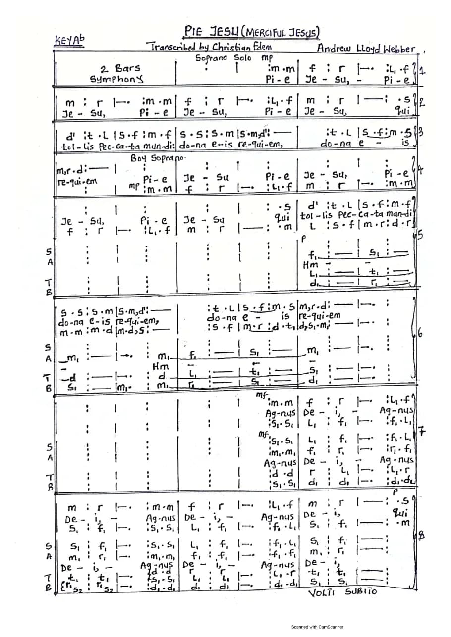 Pie Jesu a. L. Webber — first page