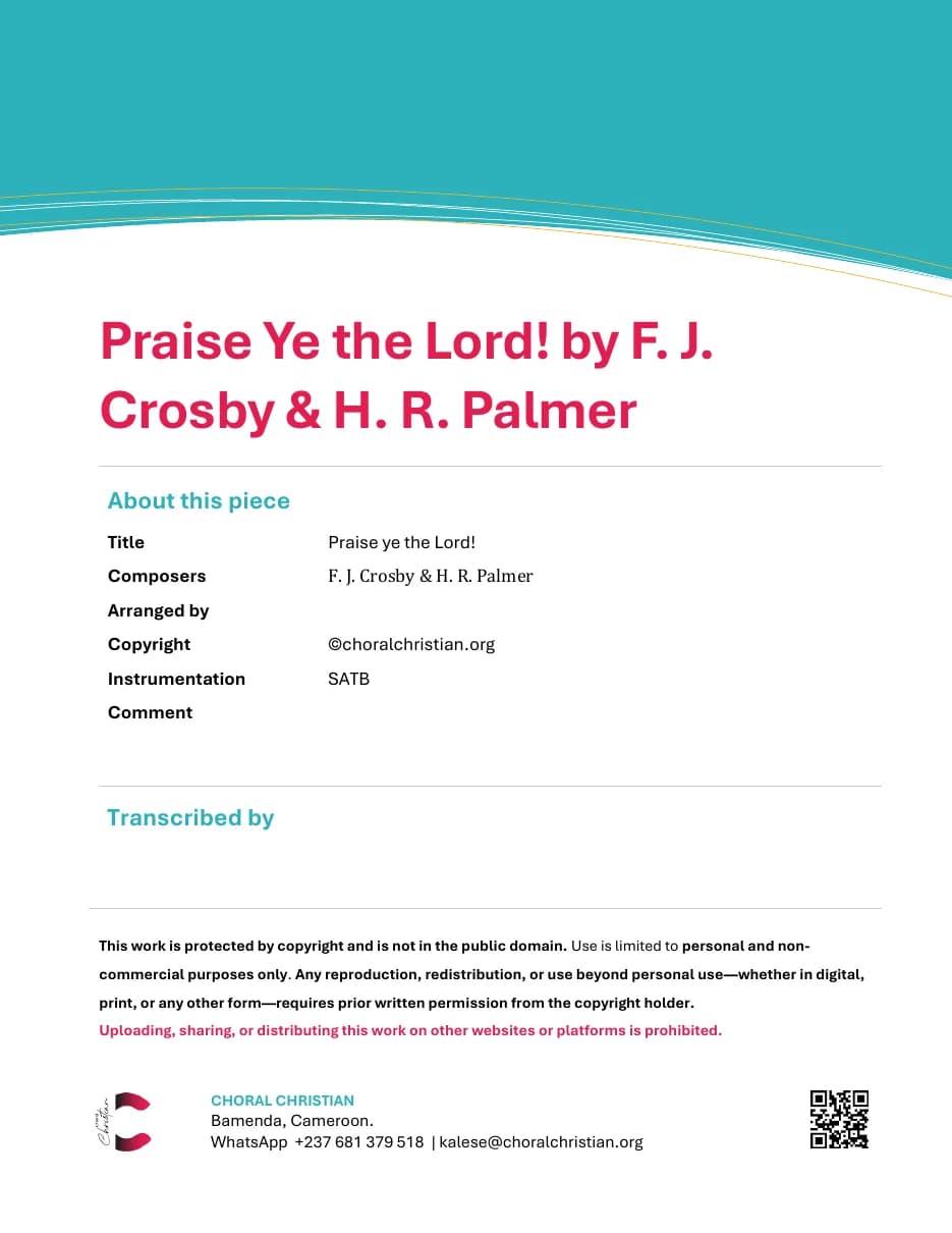 Praise Ye the Lord — first page