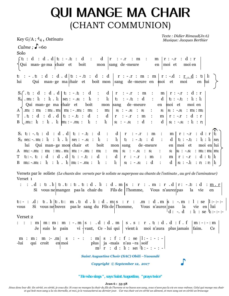 Qui Mange Ma Chair — first page